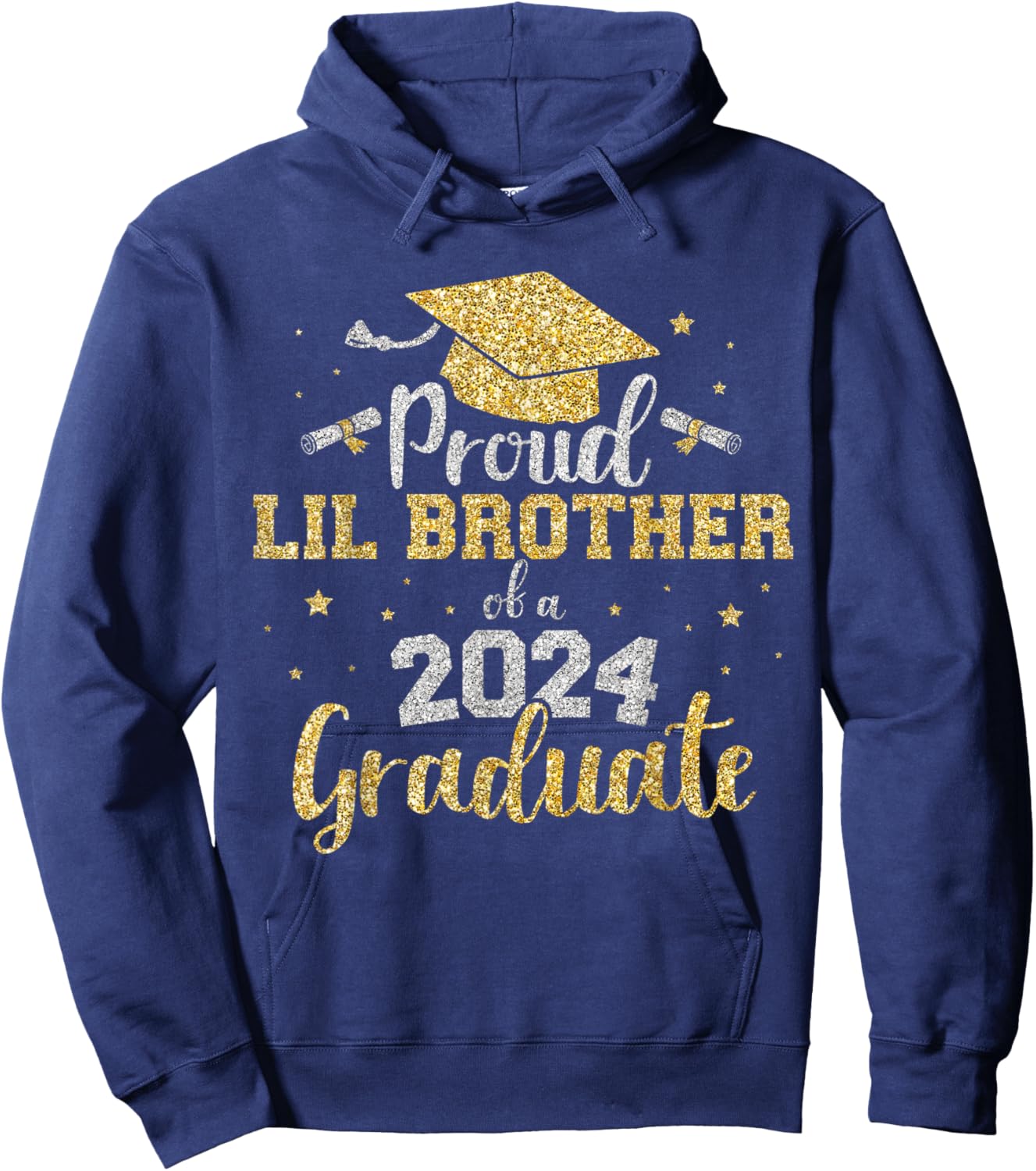 Proud lil brother class of 2024 graduate senior graduation Hoodie - Hoodie | Navy