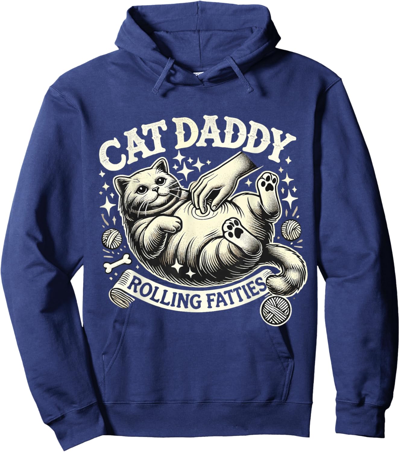 Rolling Fatties Cat Funny Cute Cat Lover Kitten Owner Kitty Hoodie - Hoodie | Navy