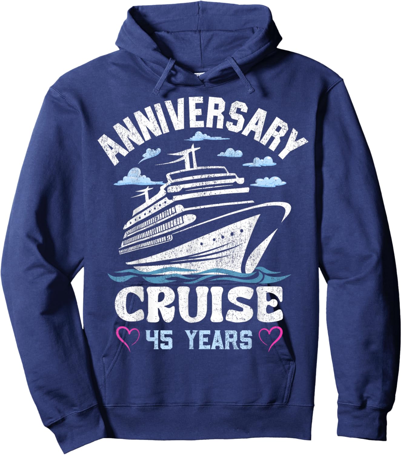 45 Years of Marriage 45th Wedding Anniversary Cruise Hoodie - Hoodie | Navy