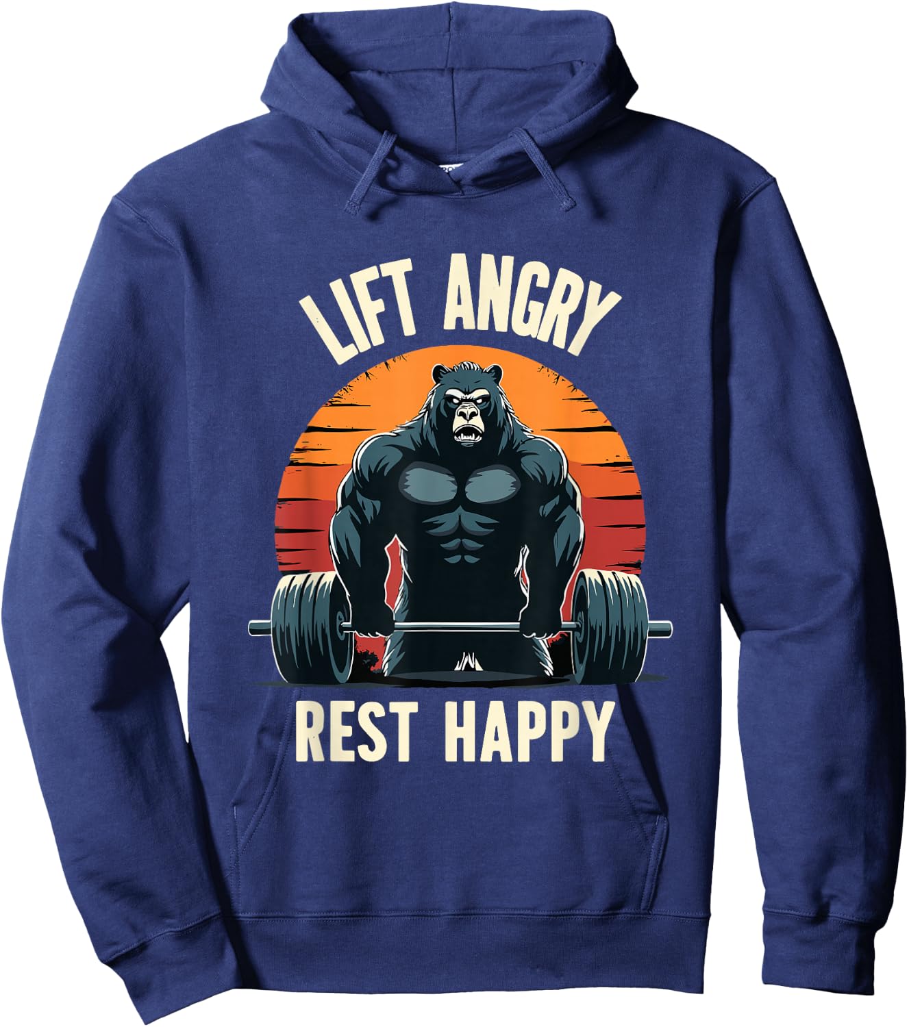 Lift Angry Rest Happy Funny Powerlifting Powerlifter Gym Hoodie - Hoodie | Navy