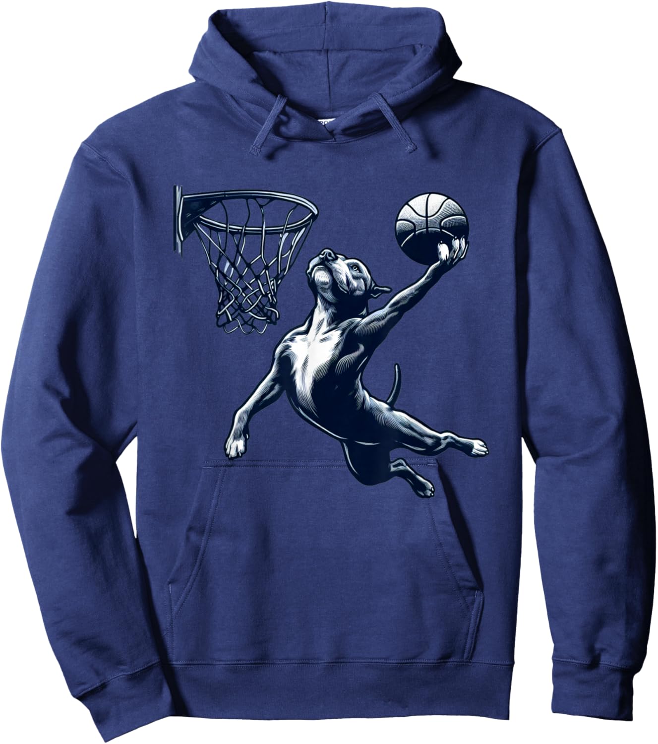 Pitbull Dunking Basketball Dog Playing Basketball Sports Hoodie - Hoodie | Navy