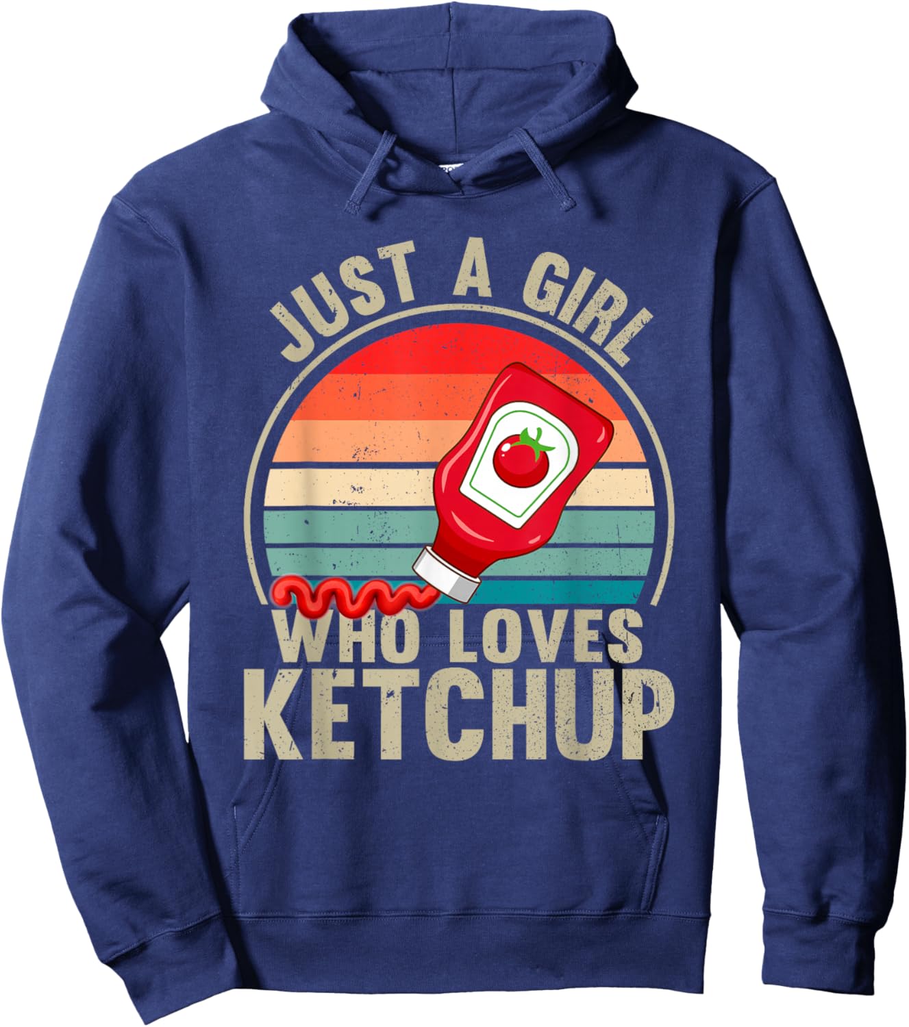 Vintage Girl Ketchup Women Catsup Condiment Lovers Hoodie - Hoodie | Navy