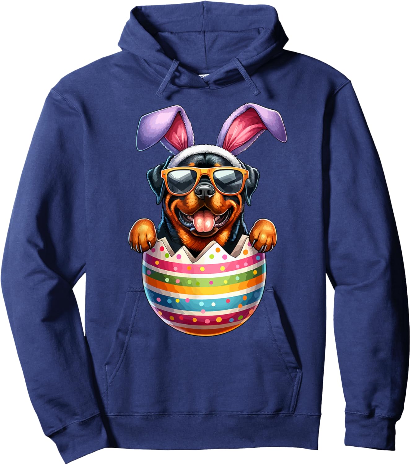 Cute Rottweiler Egg Happy Easter Day Dog Dad Dog Mom Hoodie - Hoodie | Navy