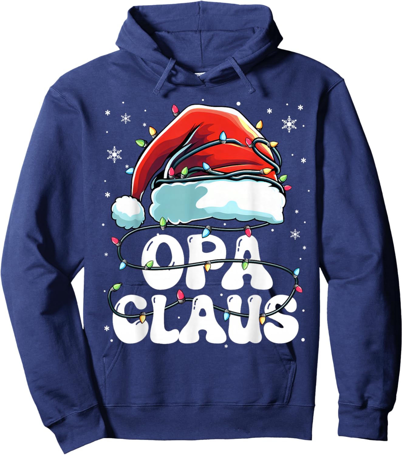 Groovy Opa Claus Christmas Lights Funny Family Xmas Pajama Hoodie - Hoodie | Navy