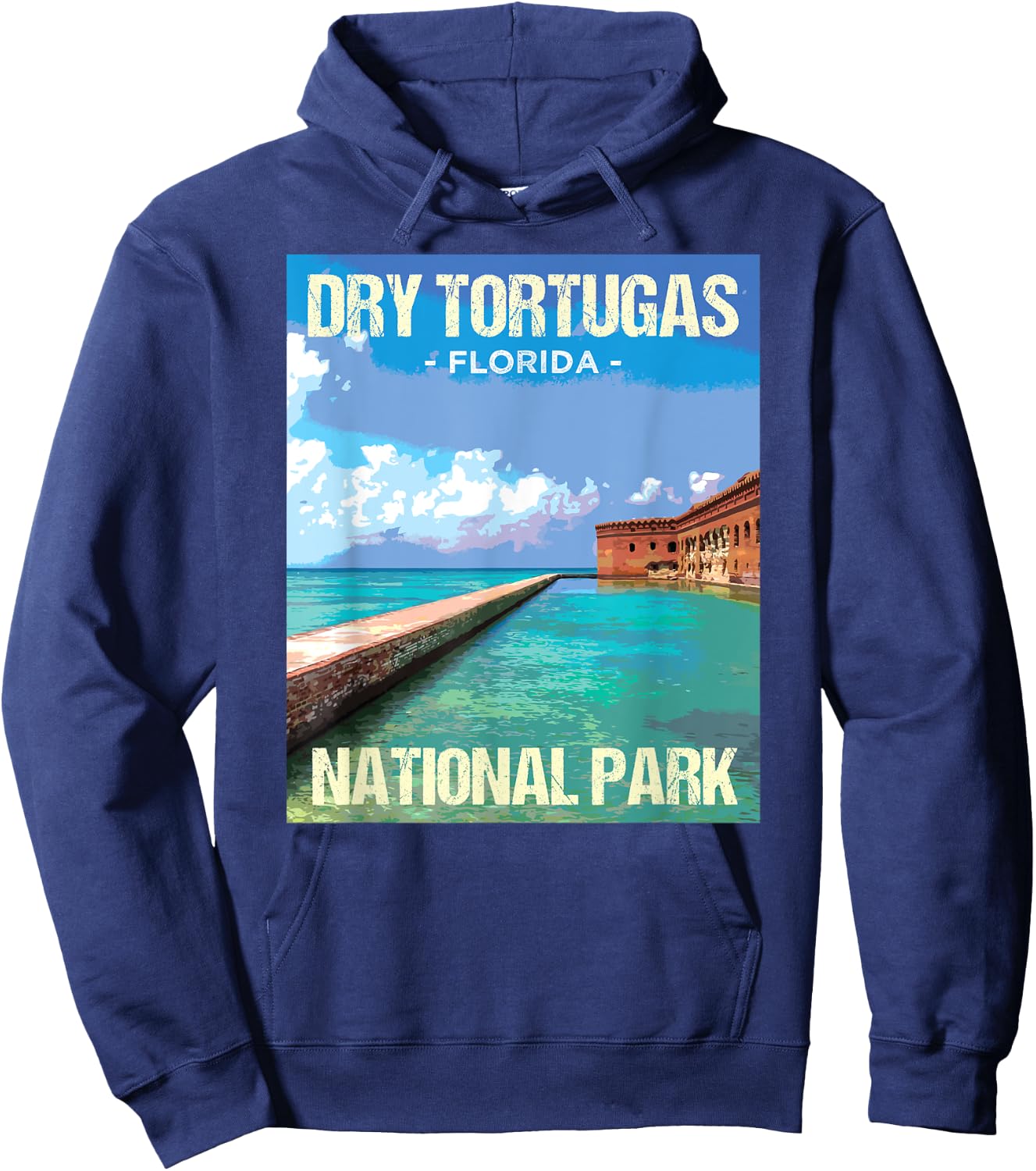 Dry Tortugas National Park Florida Poster Design Hoodie - Hoodie | Navy