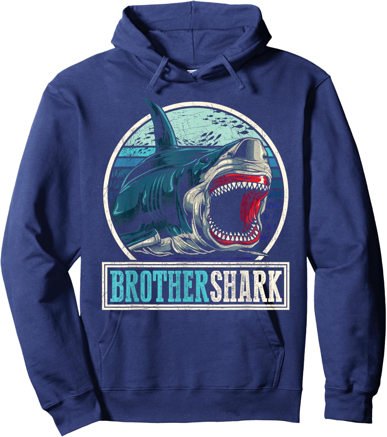 Retro Brother Aquarist Gift Animal Sea Monster Brother Shark Hoodie - Hoodie | Navy