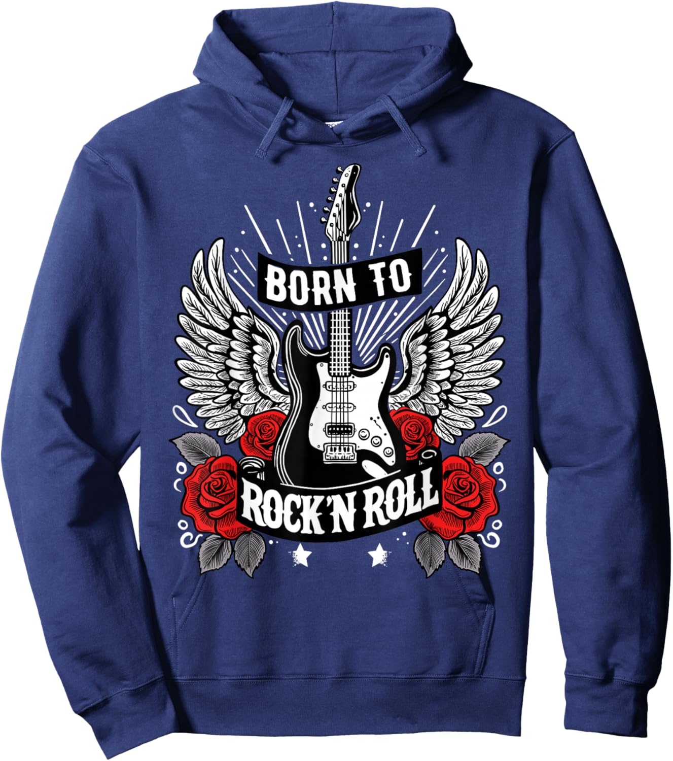 Born To Rock Lets Rock Vintage-Retro-Rock&Roll-Rockkonzert Hoodie - Hoodie | Navy
