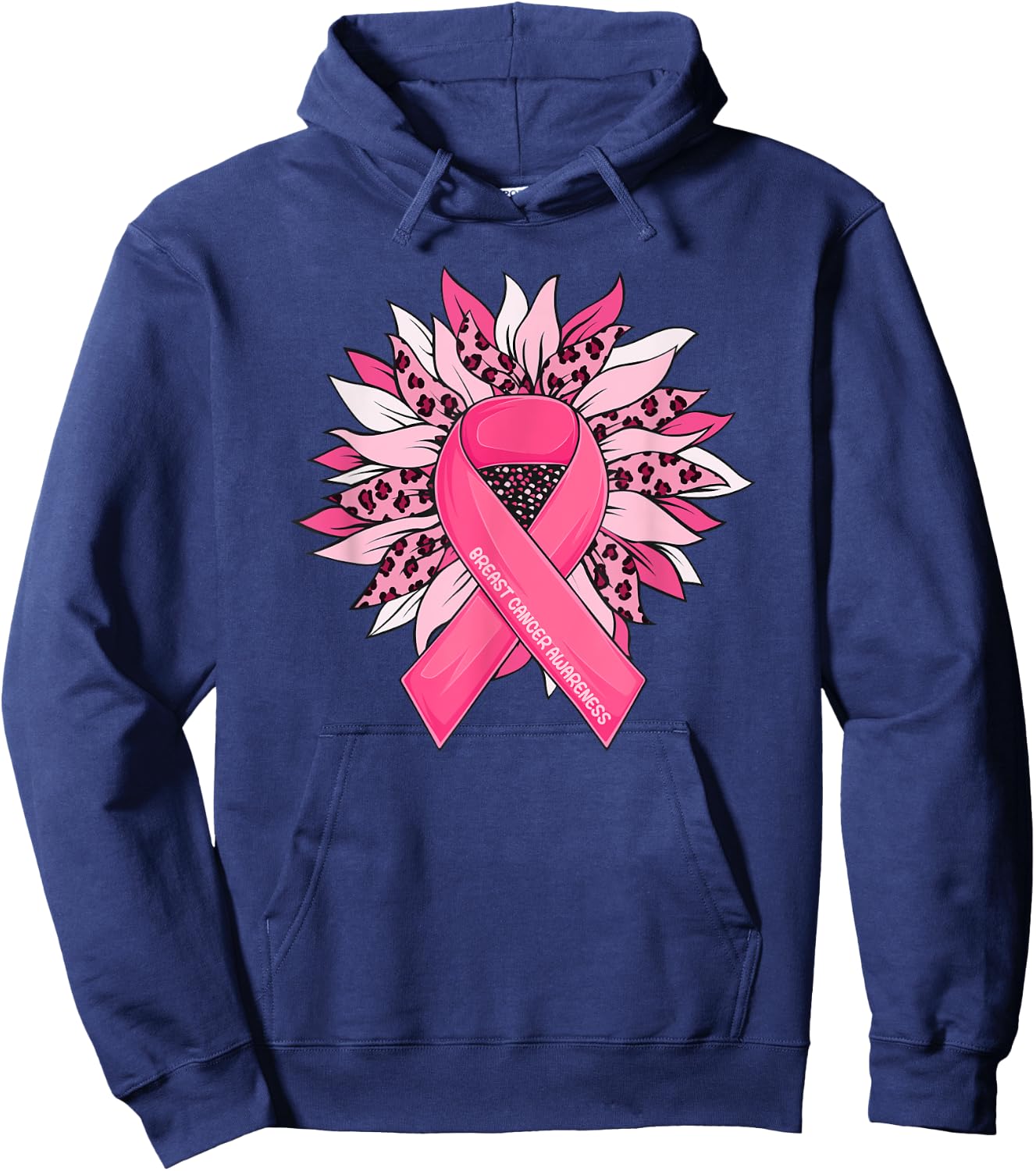 Breast Cancer Pink Ribbon Sunflower Breast Cancer Awareness Hoodie - Hoodie | Navy