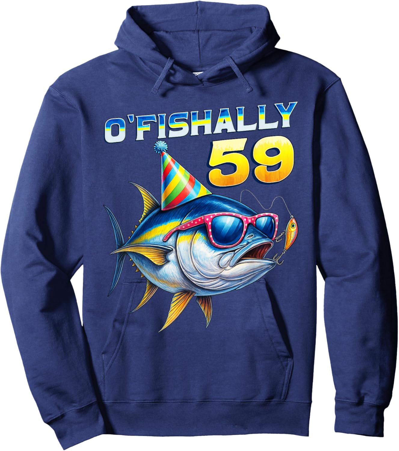 O'fishally 59 Year Old Funny Fishing 59th Birthday Tuna Fish Hoodie - Hoodie | Navy