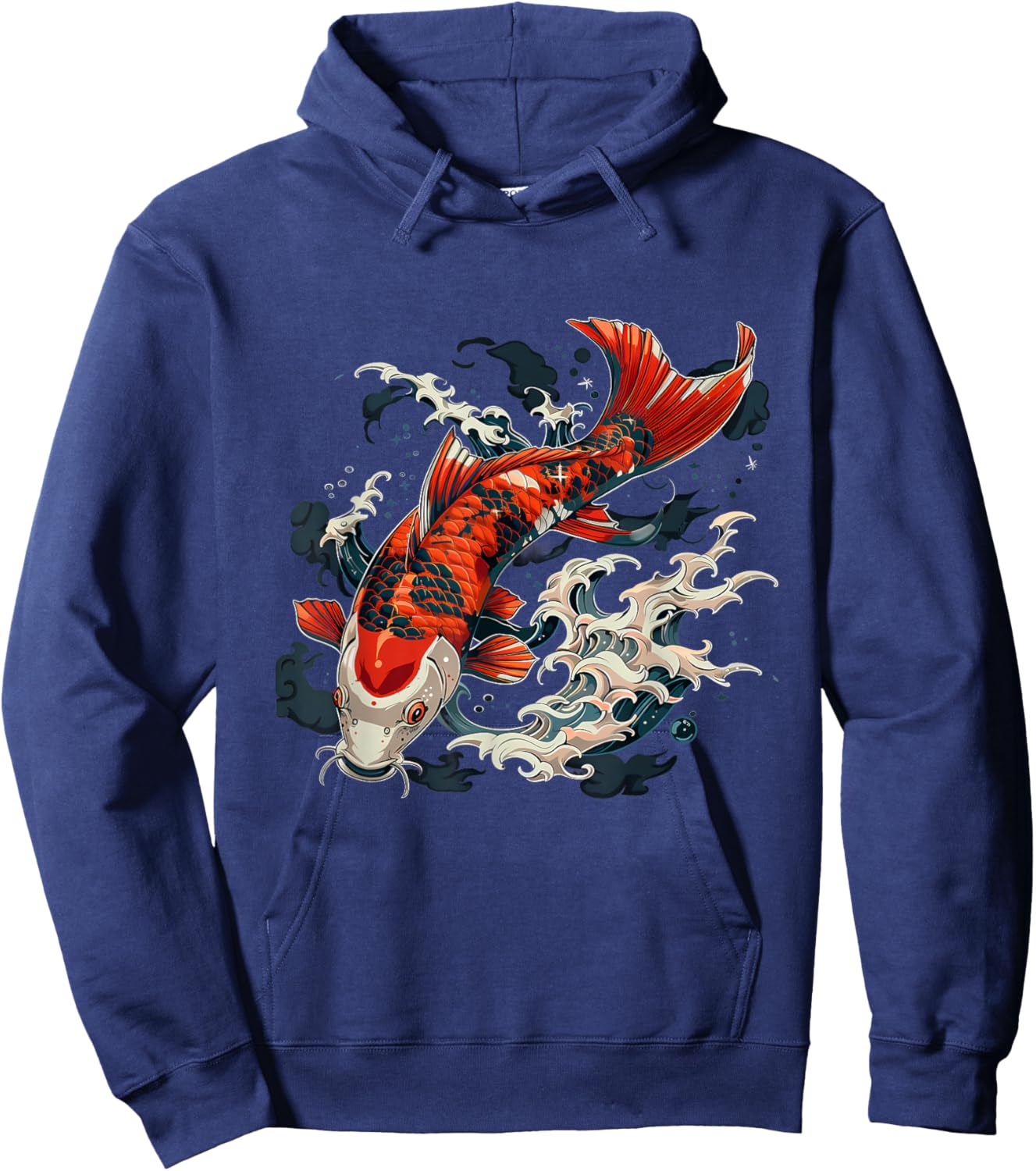Koi Fish Japanese Art Japanese Koi Carp Fish Ocean Waves Hoodie - Hoodie | Navy