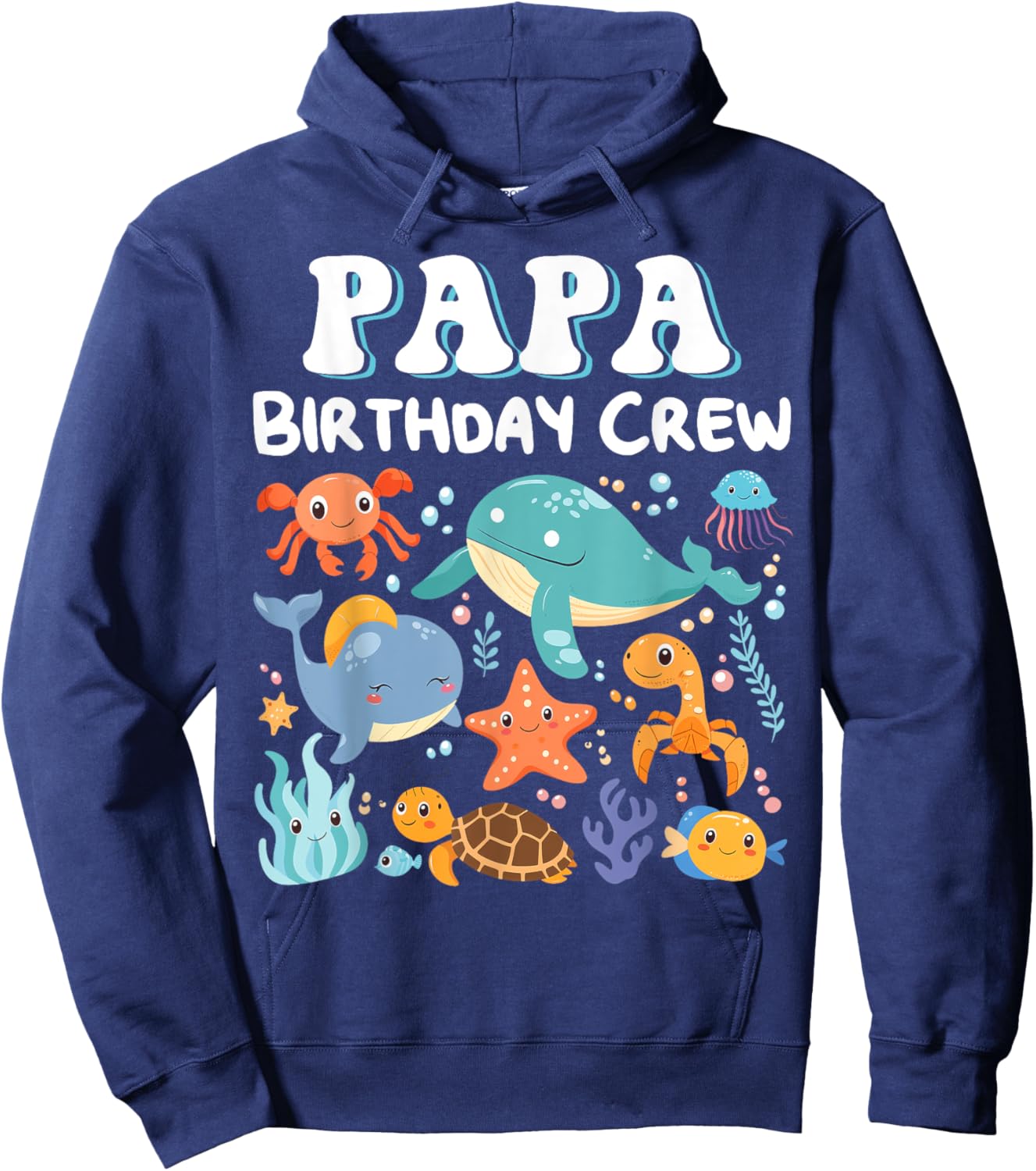 Papa Birthday Crew Ocean Sea Animals Bday Party Hoodie - Hoodie | Navy