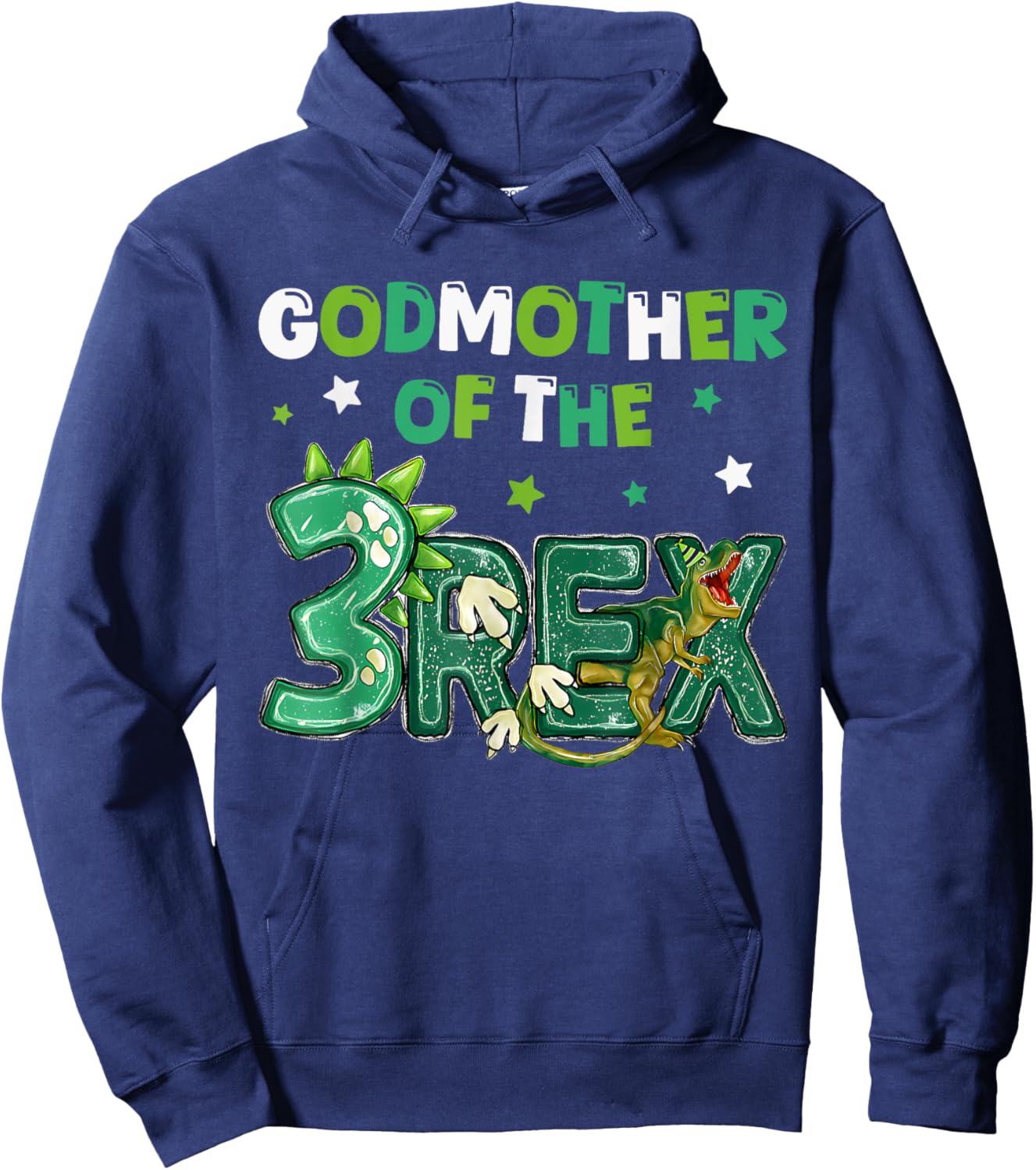 Godmother of the Three Rex Birthday Dinosaur Family Matching Hoodie - Hoodie | Navy