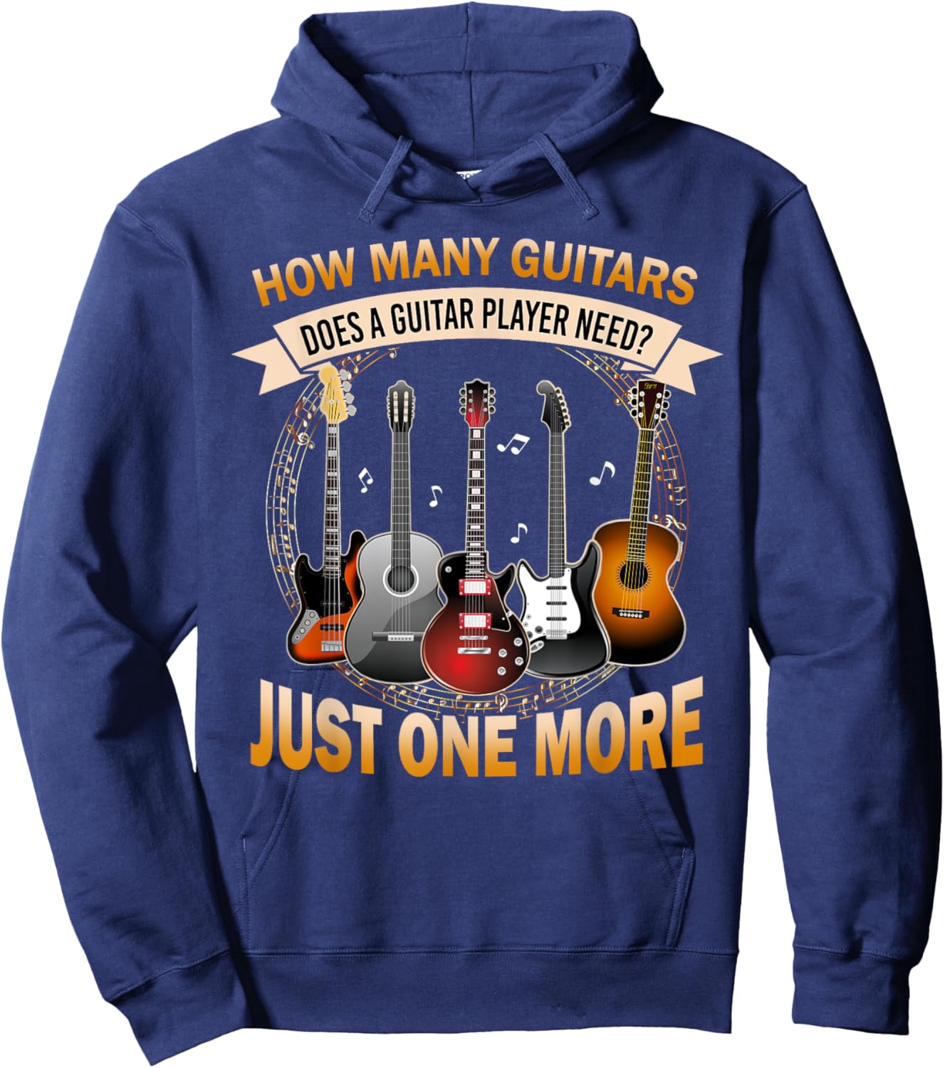How Many Guitars Just One More Funny Guitarist Hoodie - Hoodie | Navy