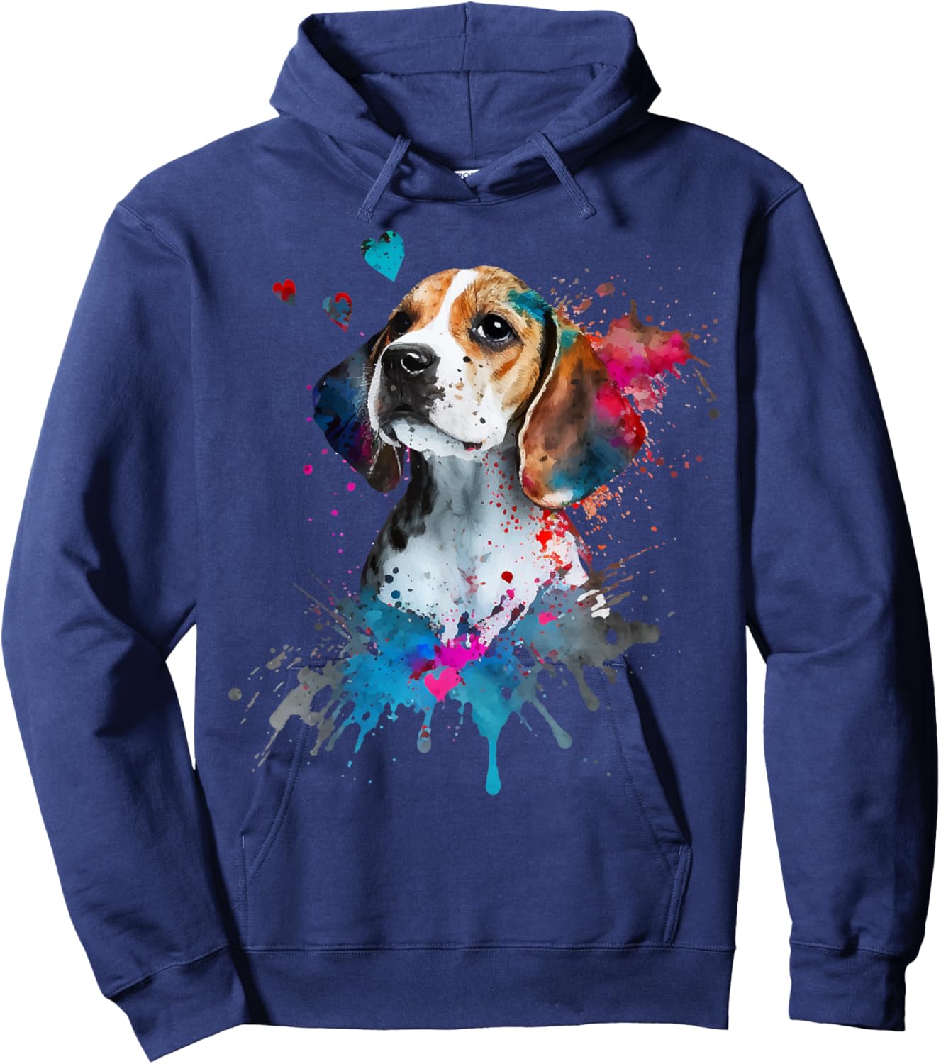 Cute Beagle Puppy Lover Dog Mom Watercolor Dog Portrait Hoodie - Hoodie | Navy