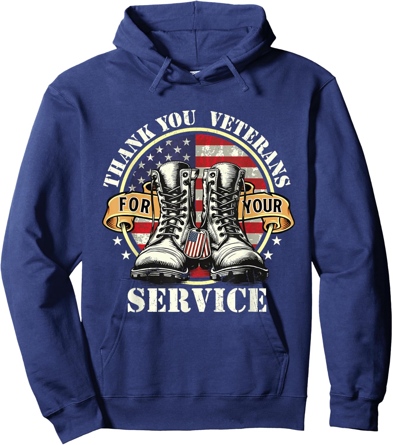 Veterans Day Shirts - Thank You Veterans For Your Service - Patriotic Military - -Adult - Black - Small - Short Sleeve Hoodie - Hoodie | Navy