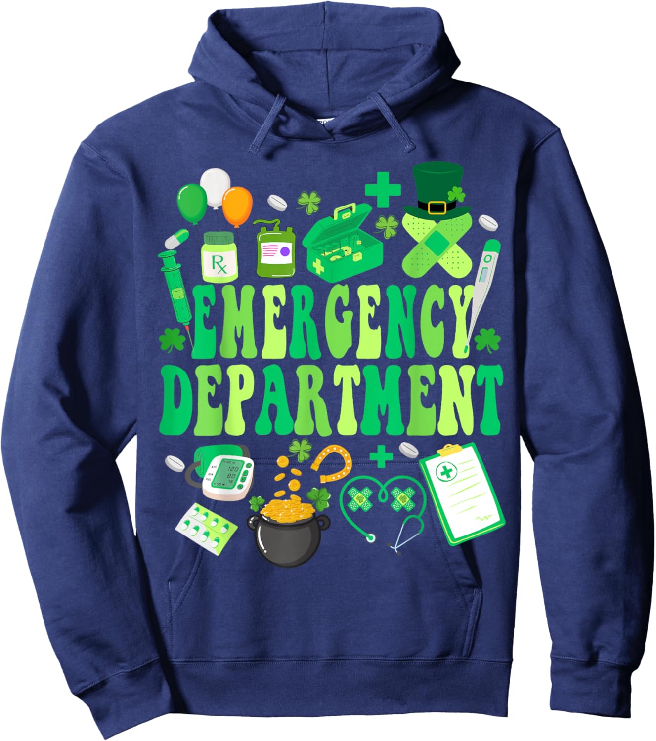 Emergency Department St Patricks Day Emergency Room Nurse Hoodie - Hoodie | Navy