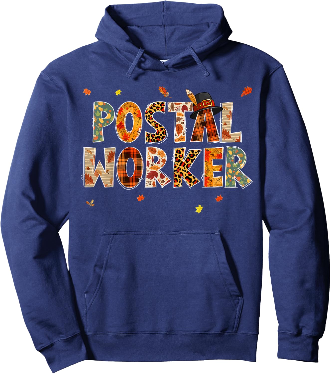 Funny Postal Worker Pumpkin Autumn Tree Fall Leaves Hoodie - Hoodie | Navy