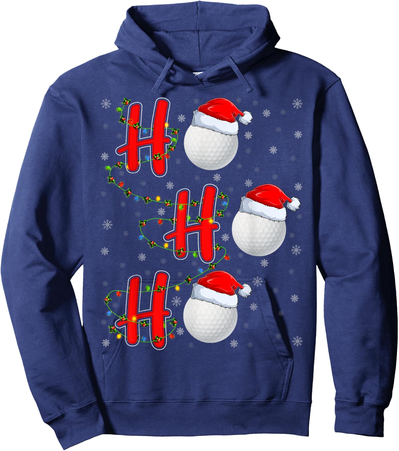 Golf Lighting Xmas Santa Ho Ho Ho Golf Christmas Hoodie - Hoodie | Navy
