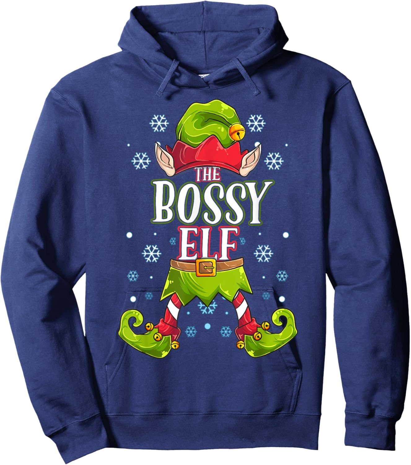 Bossy Elf Matching Family Group Christmas Party Hoodie - Hoodie | Navy