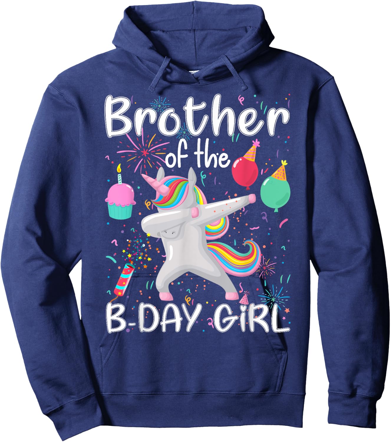 Brother of The Birthday Girl Unicorn Dabbing Party Hoodie - Hoodie | Navy