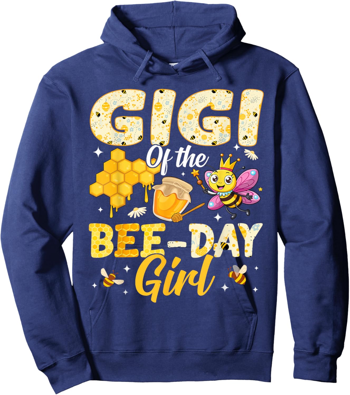 Gigi of The Bee Day Girl Birthday Family Matching Party Hoodie - Hoodie | Navy