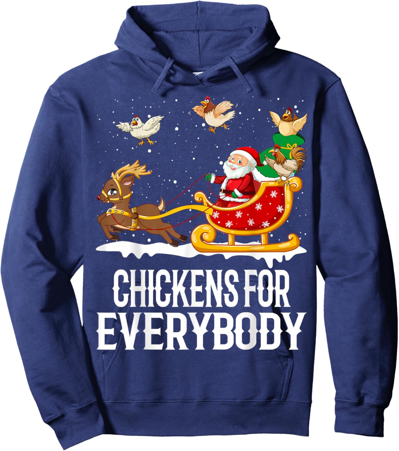 Chickens For Everybody Funny Christmas Chickens Women Santa Hoodie - Hoodie | Navy