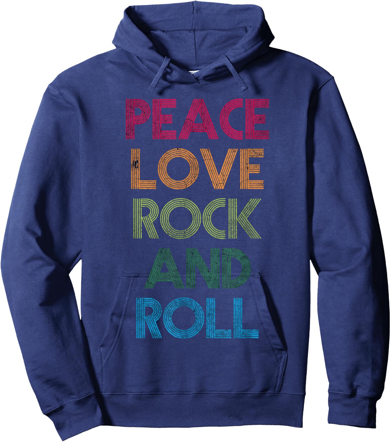 Peace Love Rock & Roll, I Love Rock & Roll, Cool Rock & Roll Hoodie - Hoodie | Navy