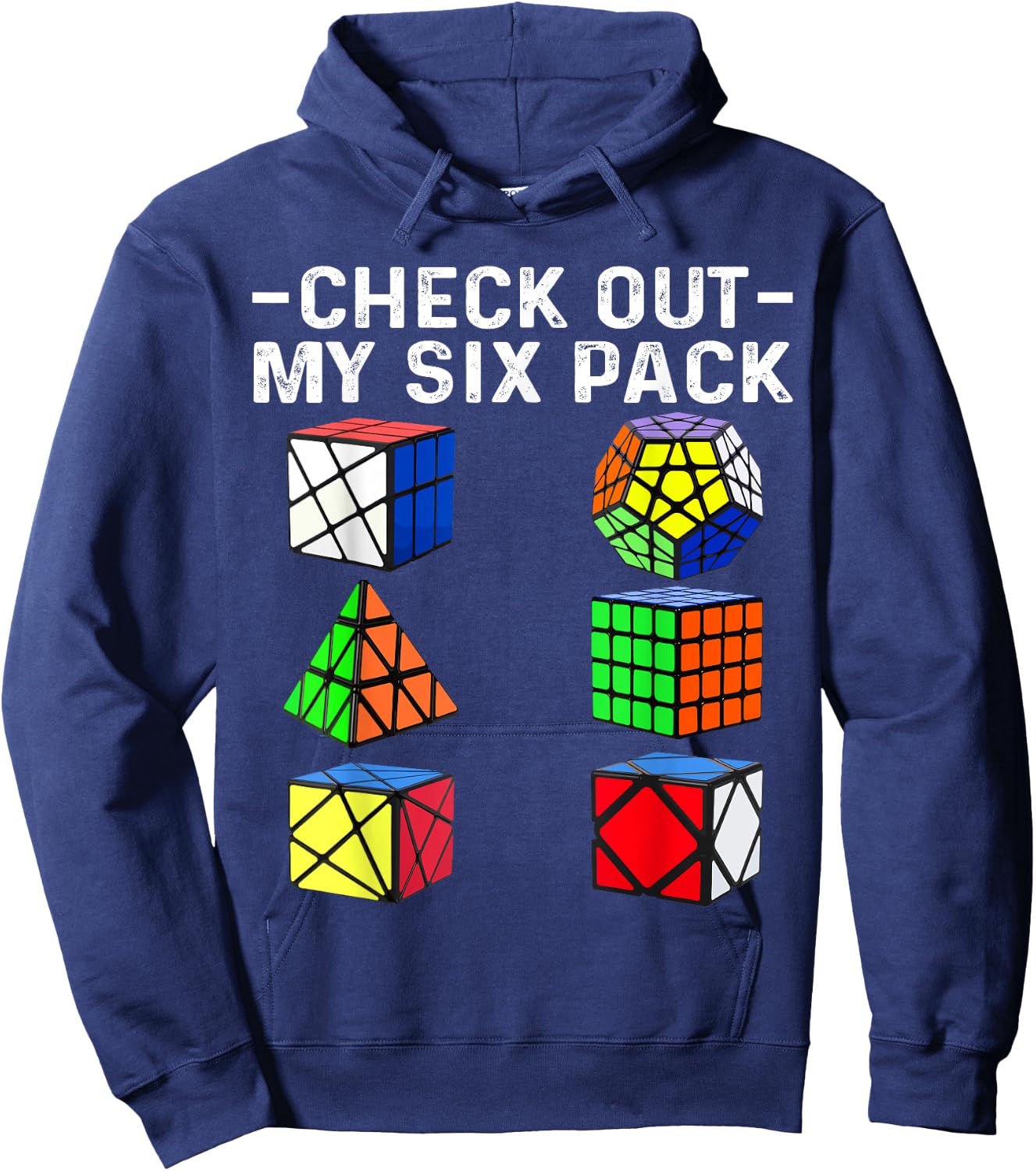 Check Out My Six Pack Puzzle Cube Funny Speed Cubing Hoodie - Hoodie | Navy