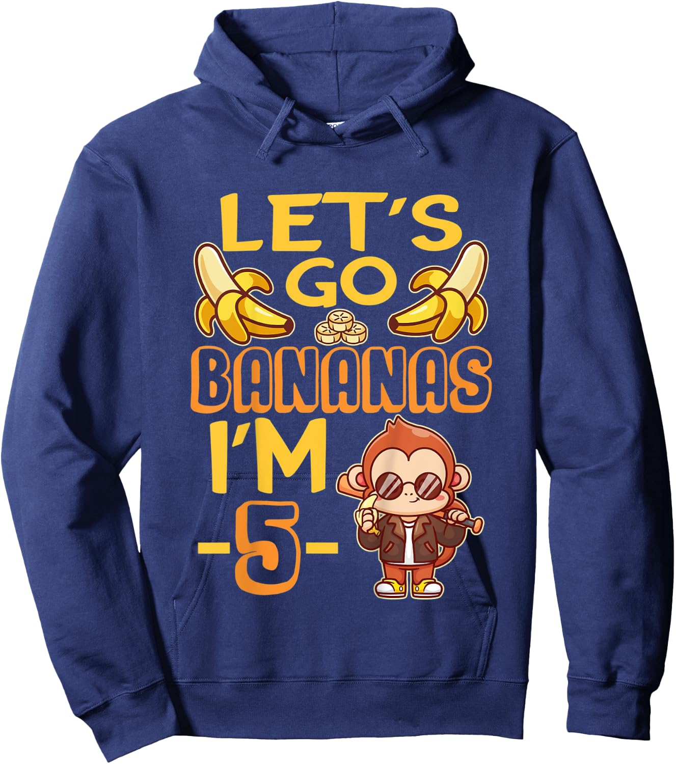 Kids Let's Go Bananas I'm 5 Zoo Jungle Safari 5th Birthday Hoodie - Hoodie | Navy