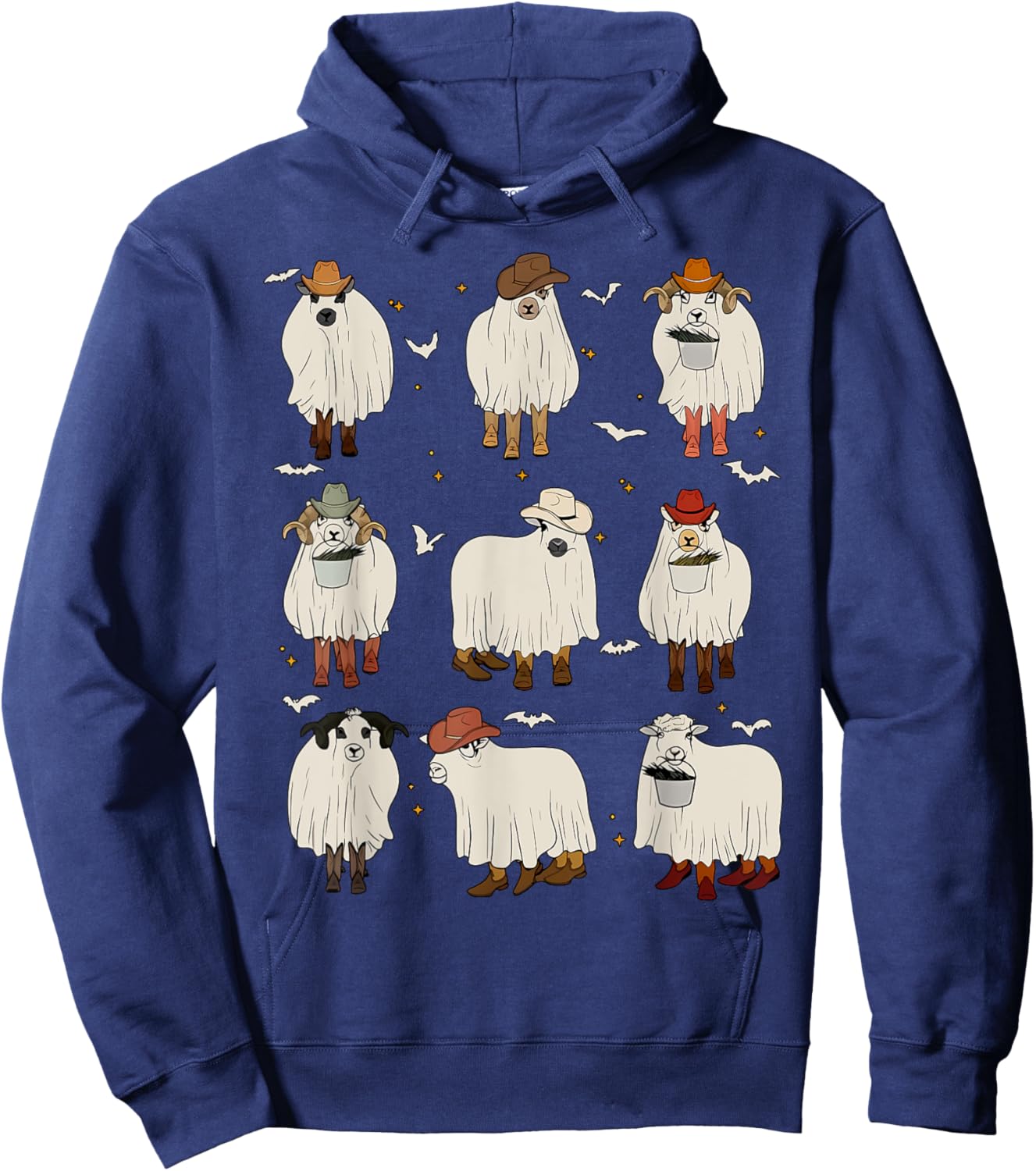 Vintage Sheep Ghost Farm Animals Farmer Halloween Costume Hoodie - Hoodie | Navy