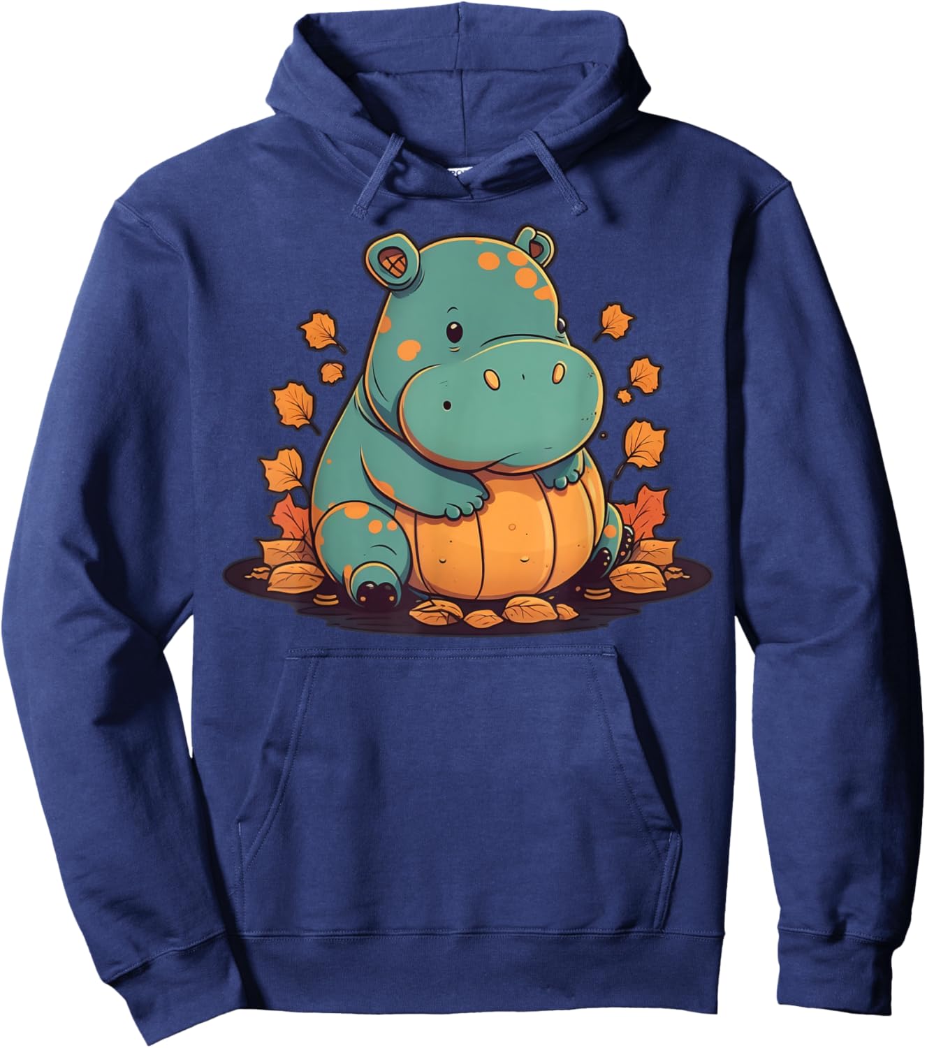 Pumpkin Hippopotamus costume on Hippo Halloween Hoodie - Hoodie | Navy