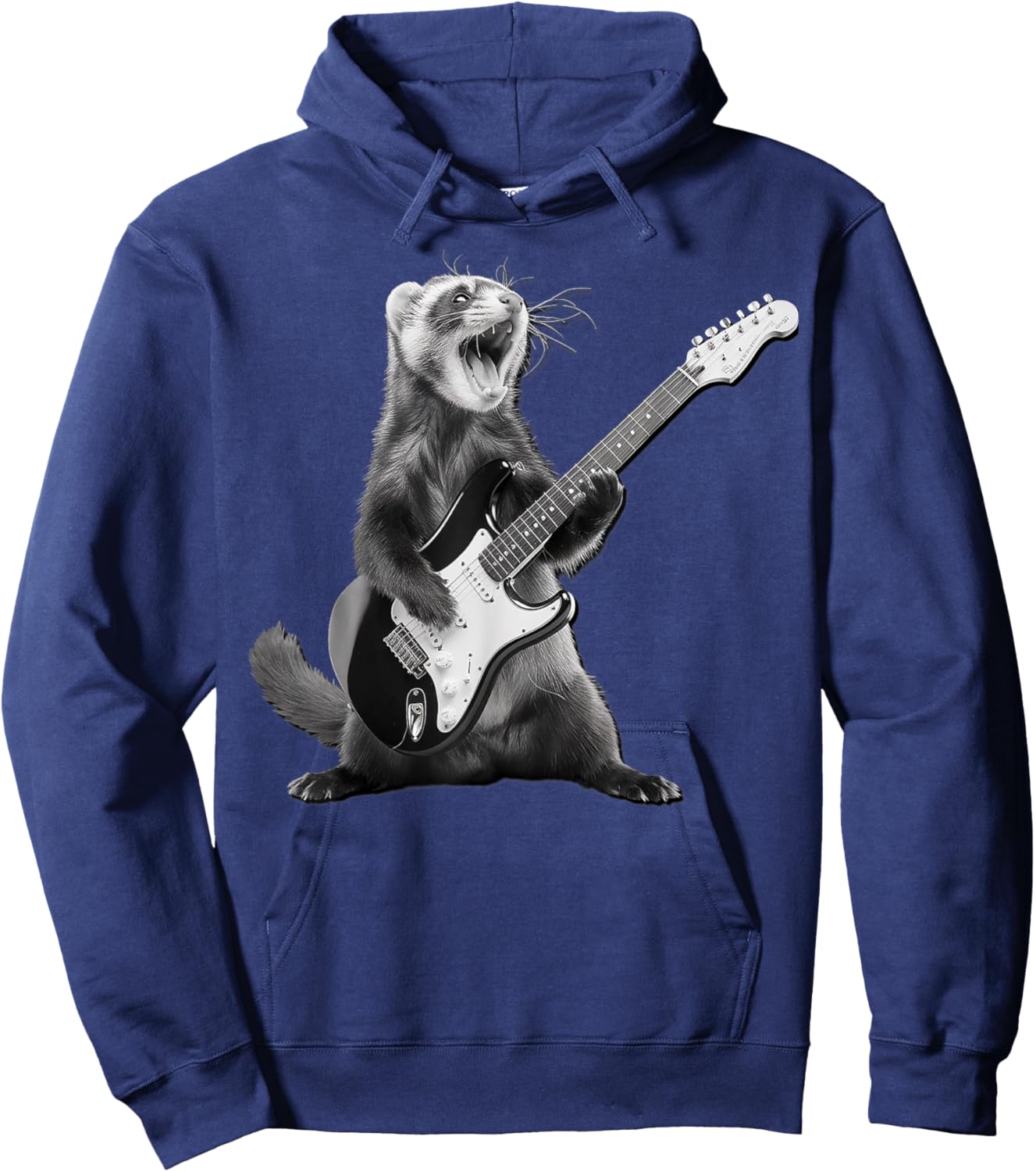 Ferret Playing Guitar Rock and Roll Gifts Women Kid Hoodie - Hoodie | Navy