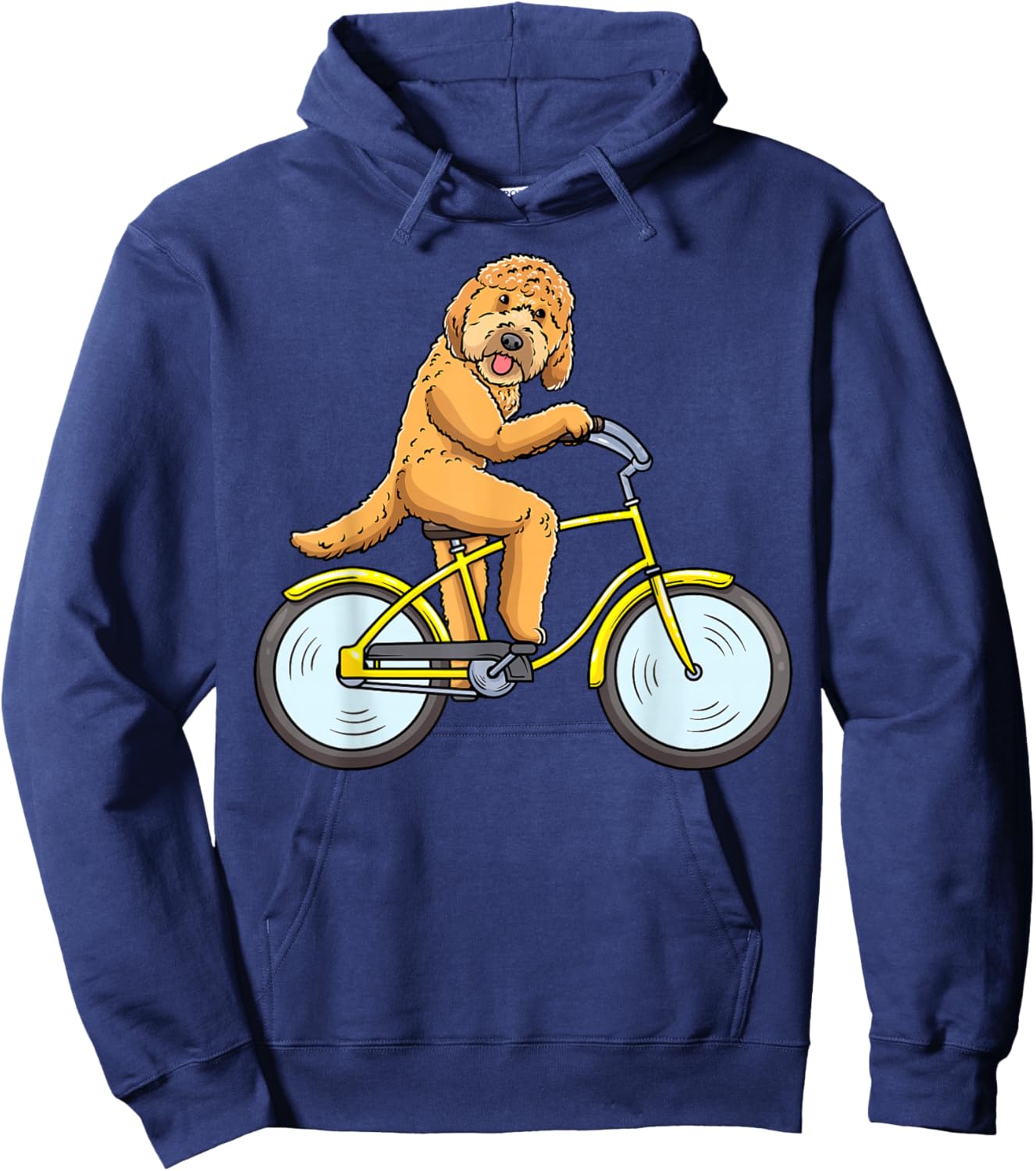 Goldendoodle Dog On Bike Cycling Men Women Girls Kids Hoodie - Hoodie | Navy