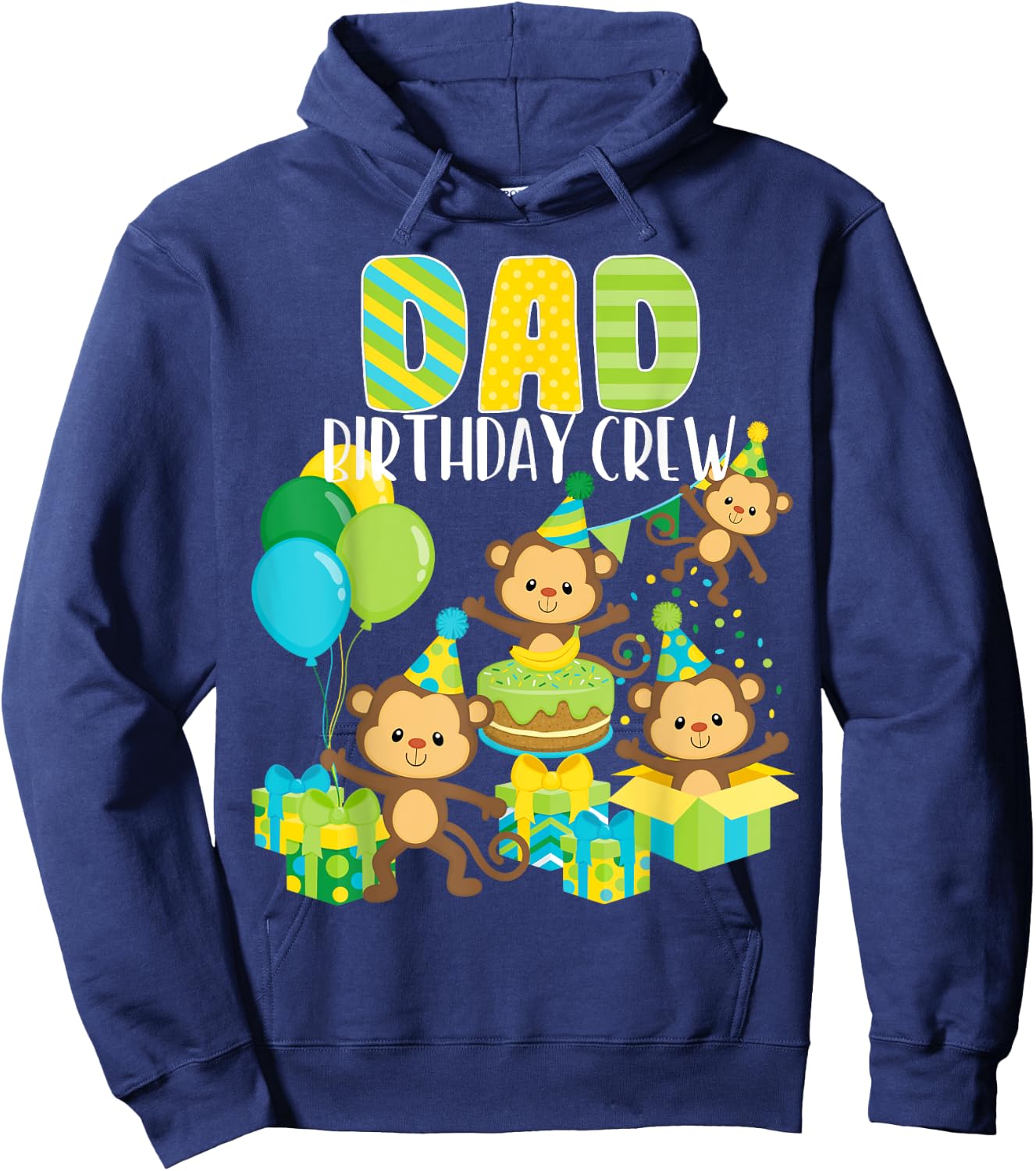 Birthday Monkey Dad Birthday Crew Bday Party Family Matching Hoodie - Hoodie | Navy