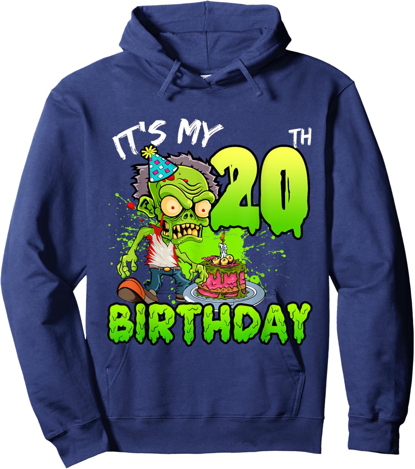 It's My 20th Birthday Zombie Lover 20 Year Old Boys Girls Hoodie - Hoodie | Navy