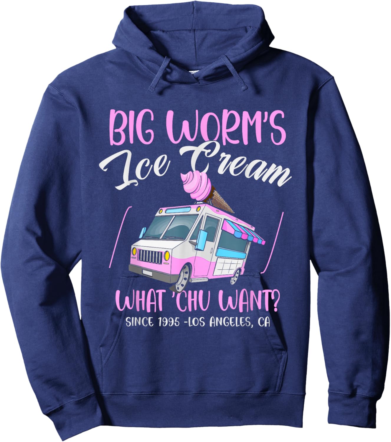 Big Worm's Ice Cream What Chu Want? Hello Summer Sea & Beach Hoodie - Hoodie | Navy