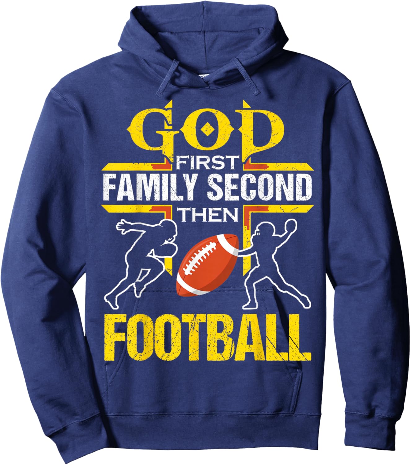 God First Family Second Then Football women Hoodie - Hoodie | Navy
