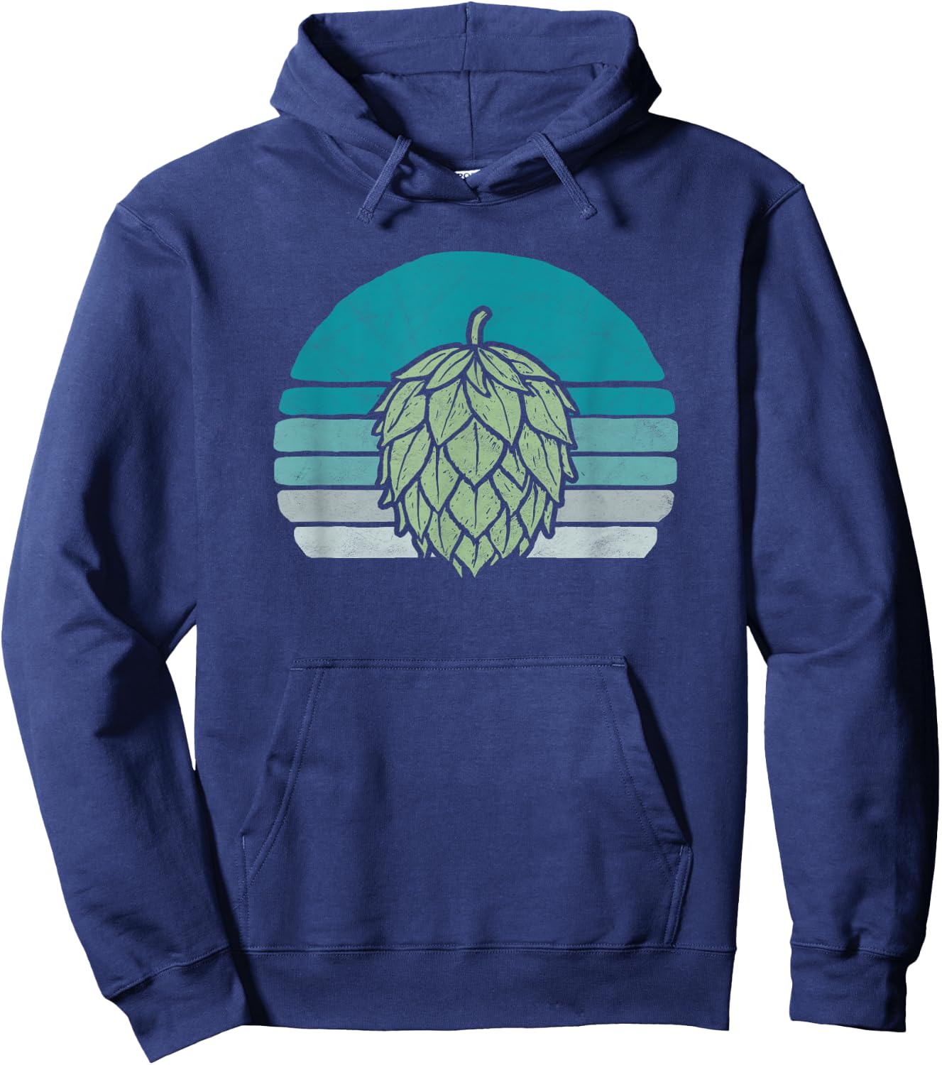 Hops Lover Vintage Beer Graphic Dark Sunset Hop Illustration Hoodie - Hoodie | Navy