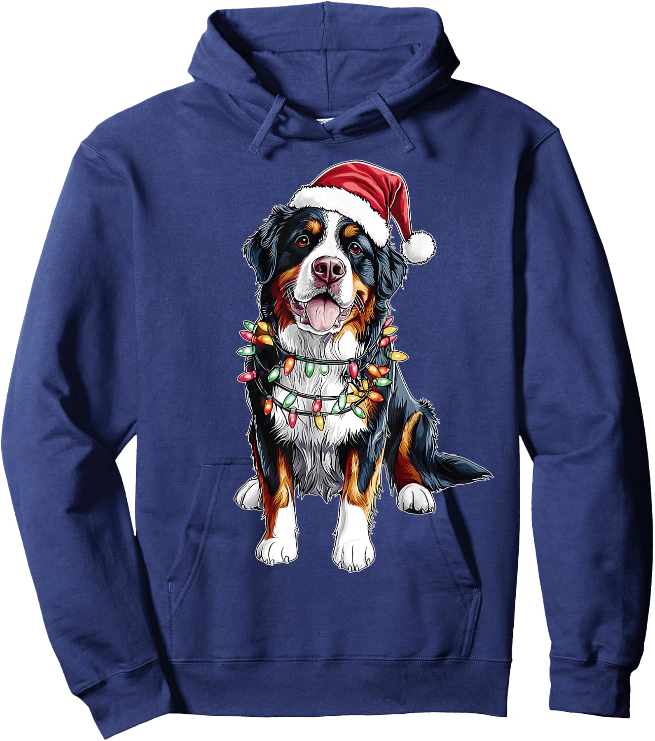 Cute Bernese Mountain Dog Christmas Hat Xmas Hoodie - Hoodie | Navy
