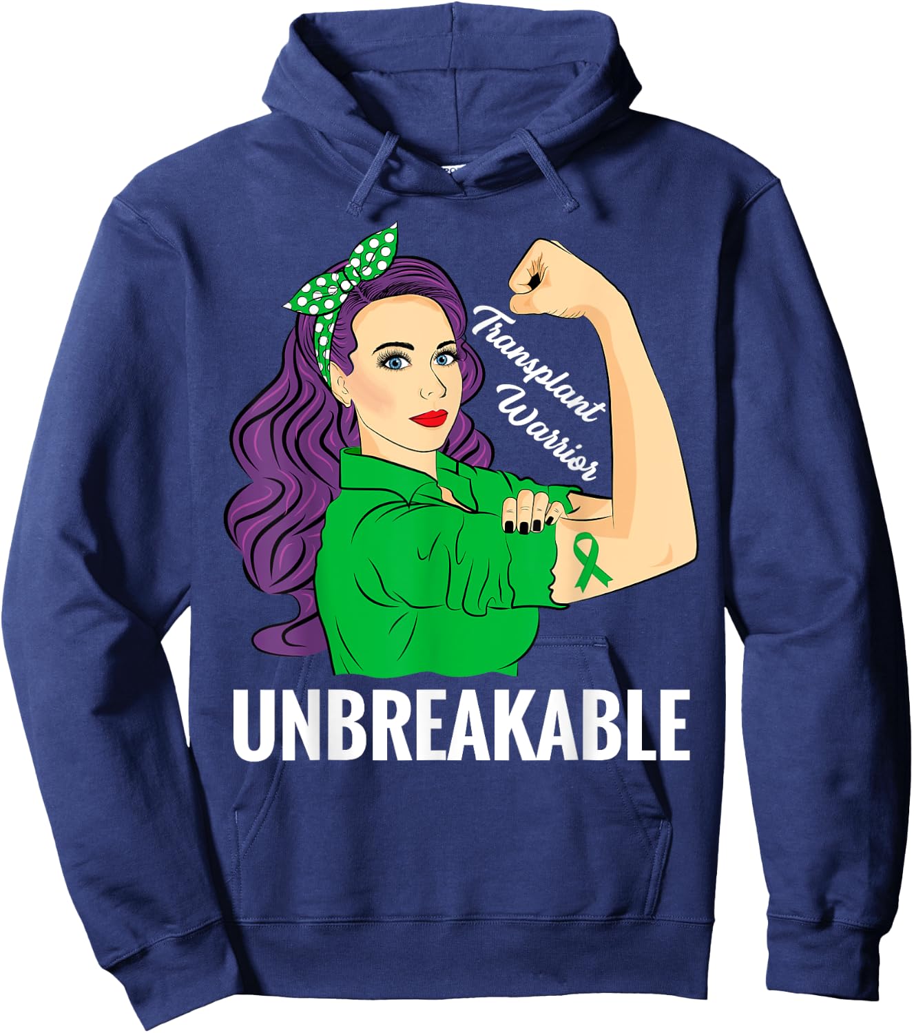 Transplant Warrior Unbreakable Organ Donor Awareness Hoodie - Hoodie | Navy