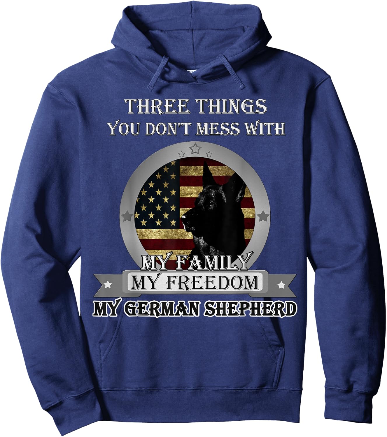 Black German Shepherd American flag Three Things you don't Hoodie - Hoodie | Navy