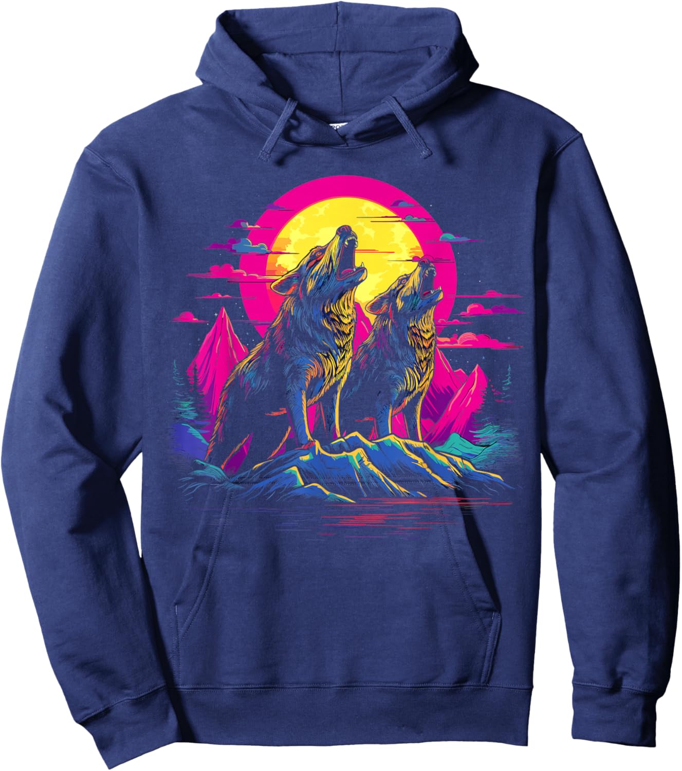 Wolves Moon Howling Wolf Hoodie - Hoodie | Navy