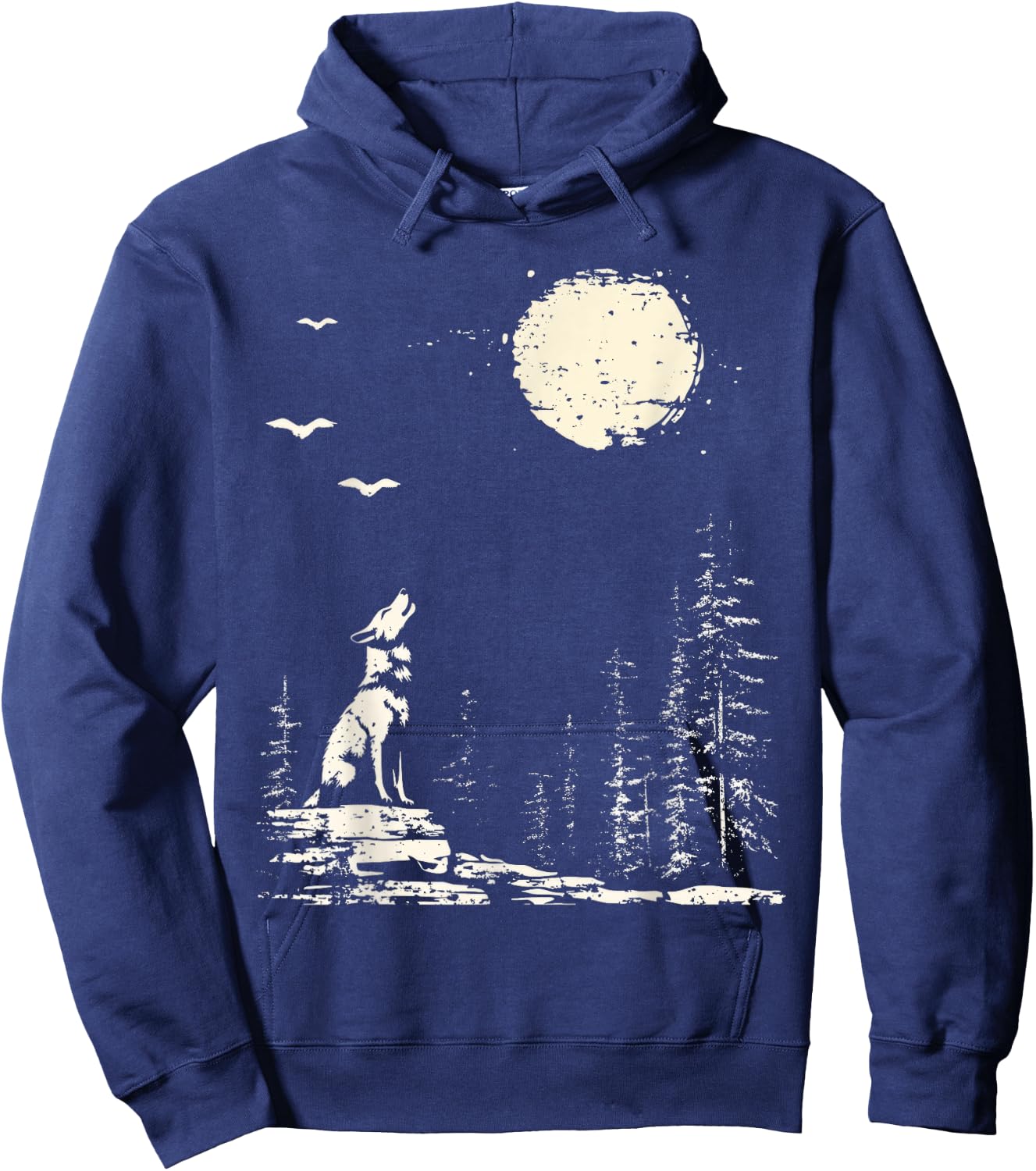 Wolf Forest Nature Wolf And Moon Wildlife Hoodie - Hoodie | Navy