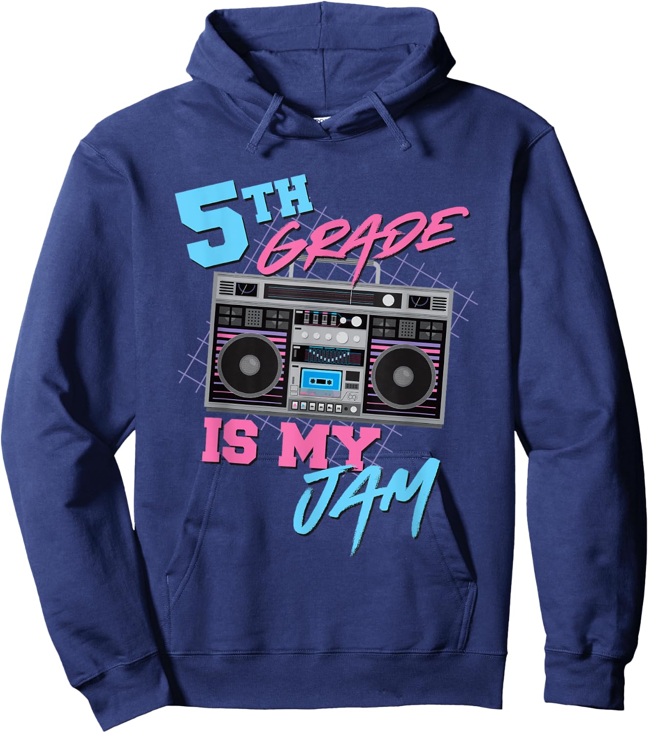 5th Grade Is My Jam - Vintage 80s Boombox Teacher Student Hoodie - Hoodie | Navy