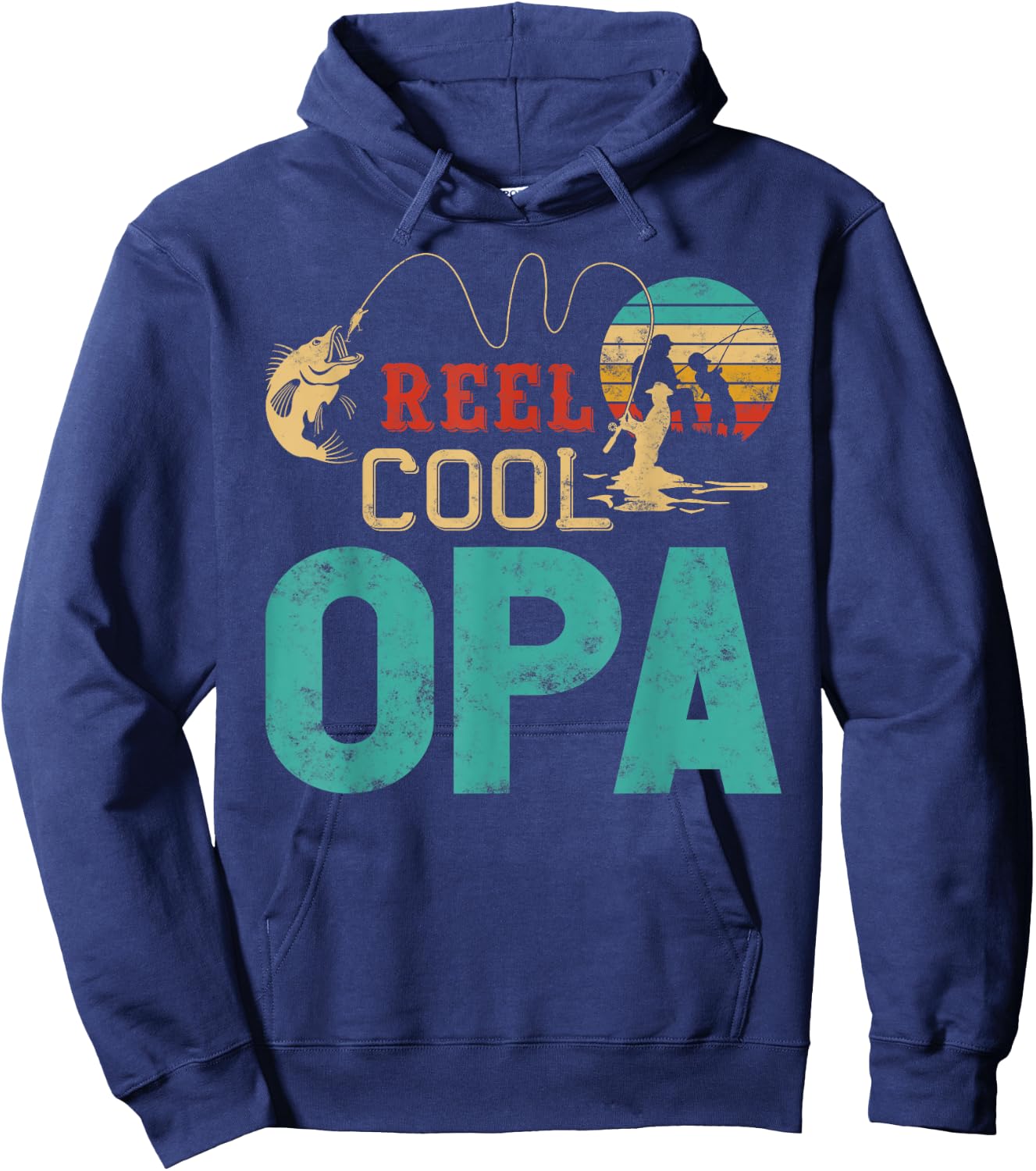 Reel cool Opa Fishing Father’s Day gift Fisherman Grandpa Hoodie - Hoodie | Navy