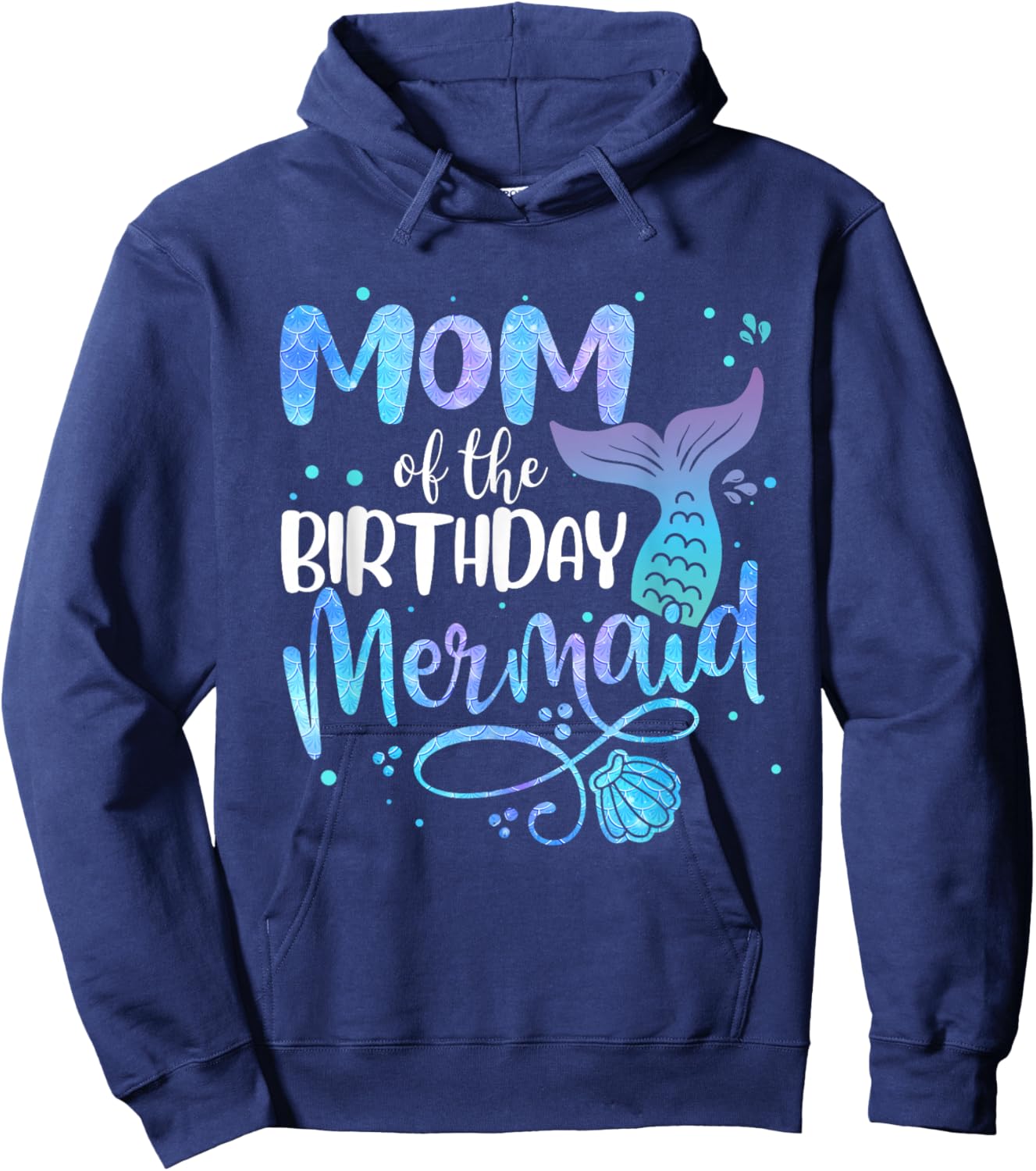Mom of The Birthday Mermaid Family Matching Mommy Mother Hoodie - Hoodie | Navy