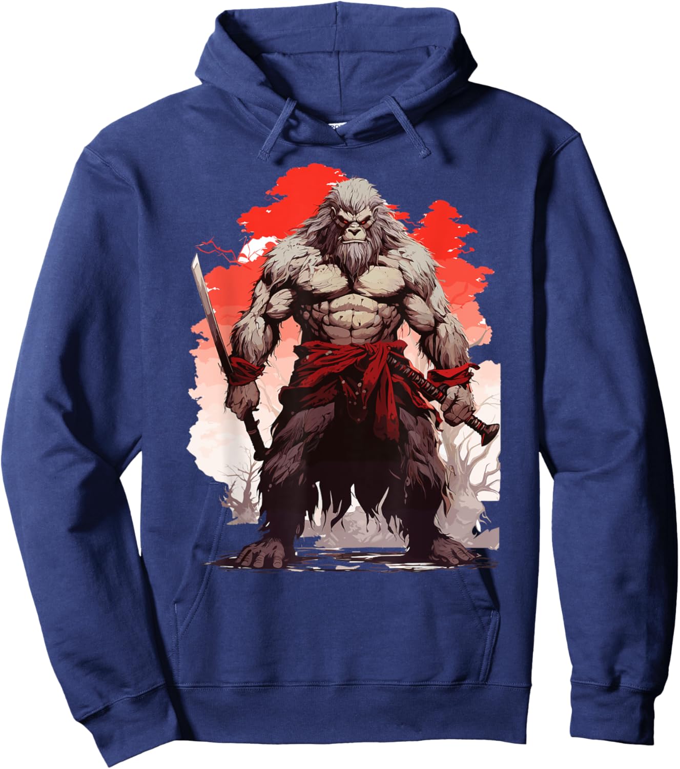 Samurai Bigfoot Warrior Japanese Ninja Bigfoot Kawaii Hoodie - Hoodie | Navy
