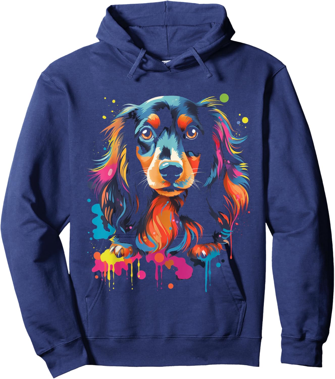 Long Hair Dachshund Puppy Best Dog Walking Pet Women Kids Hoodie - Hoodie | Navy