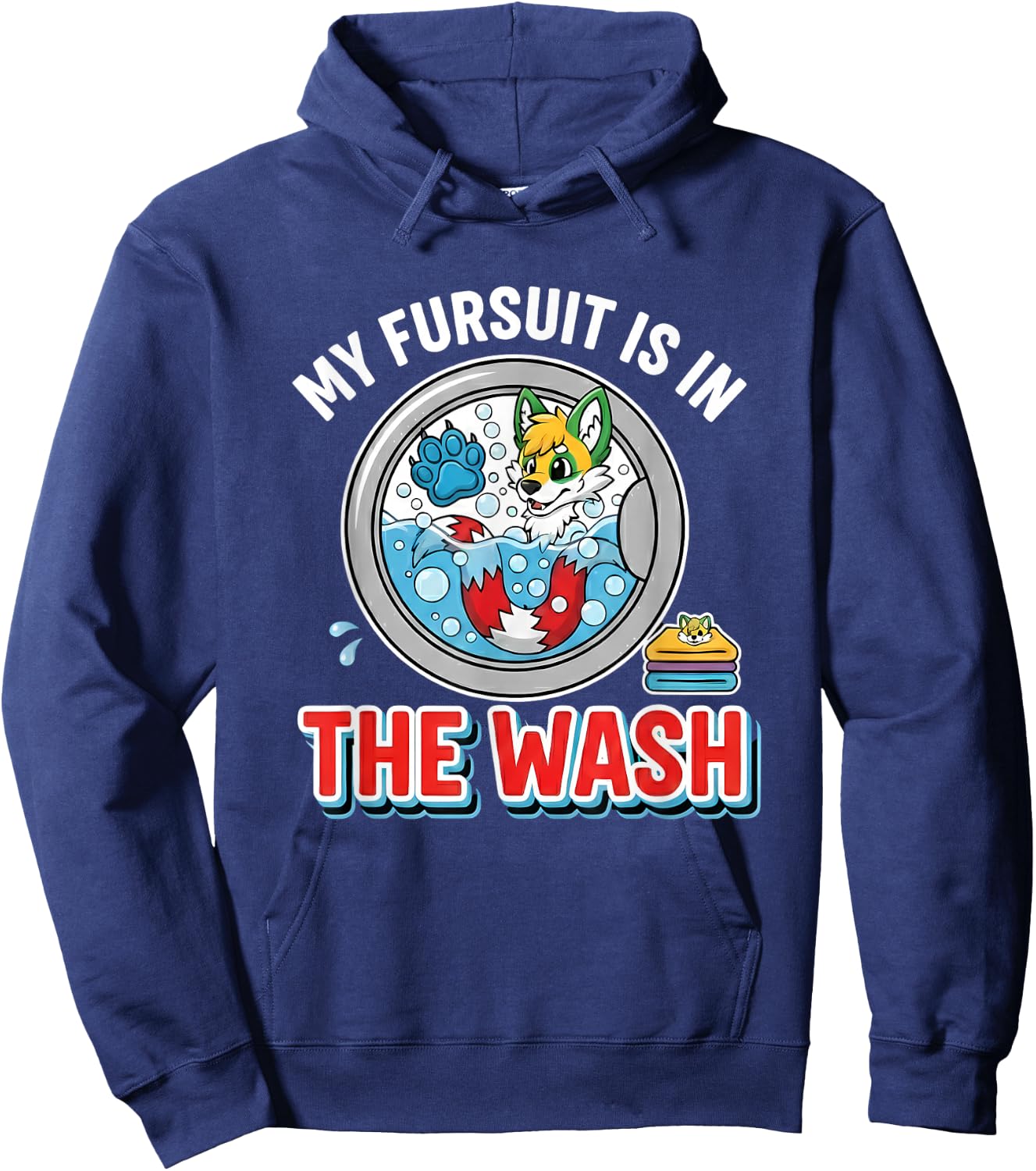 My Fursuit is in the Wash Funny Anthro Fox Fandom Furry Hoodie - Hoodie | Navy