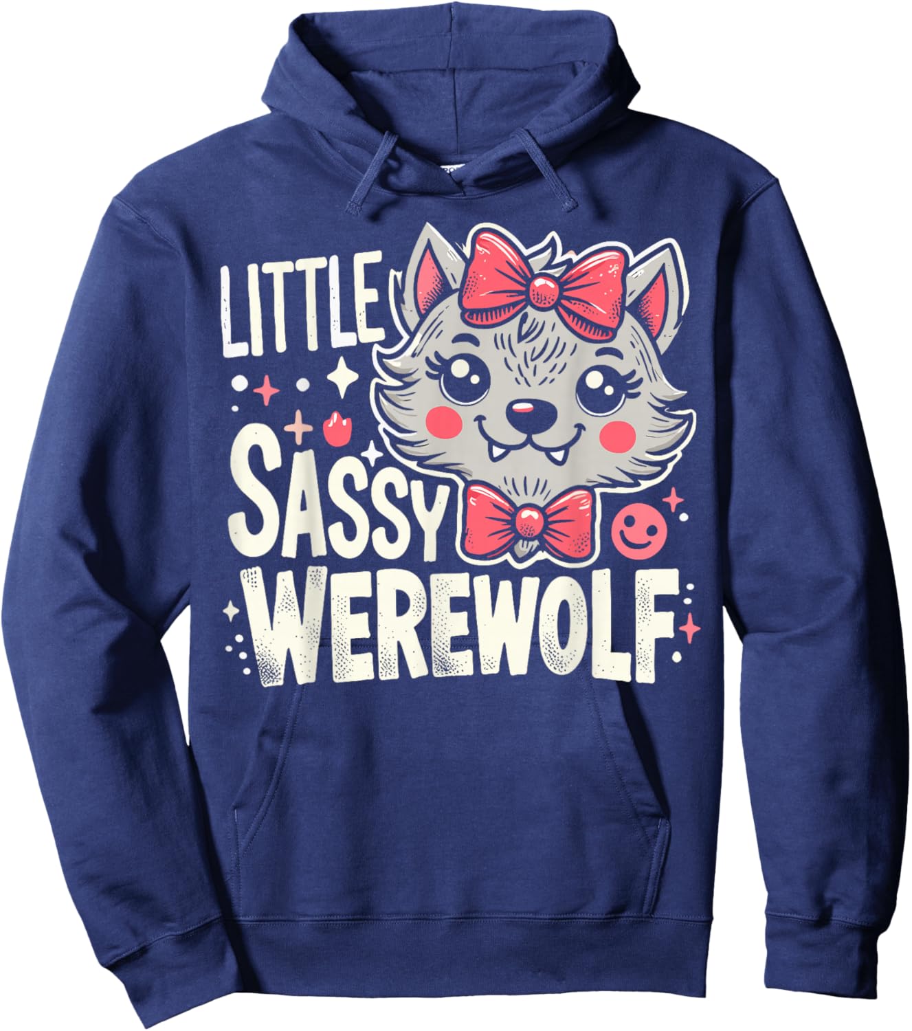 Kids Little Sassy Werewolf Halloween Costume For Girls Women Hoodie - Hoodie | Navy
